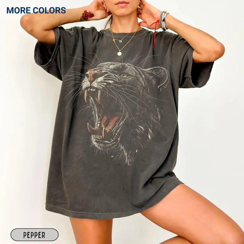 Comfort Colors Panther Roar TShirt, Retro Game Day Tee, Womenswear Menswear, Gift for Women & Men, Unisex Tee, All size Top, Streetwear