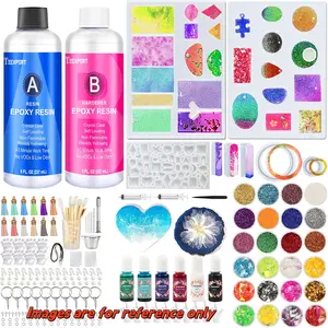 Teexpert Epoxy Resin Kit with Coaster Molds, Epoxy Resin Kit for Beginners, Crystal Clear Art Casting Resin for DIY Resin Coasters 16 FL.OZ