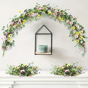 6-Foot Artificial Spring Wreath with Eucalyptus Leaves, Ideal for Indoor/outdoor Decor, Perfect for Wedding Arches, Table Centerpieces, Porch, Easter