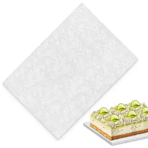 BURIUS Rectangle Cake Board - 10x14, White, Grease-Proof, Durable, Cardboard with Foil, Ideal for Cakes, Weddings, Birthdays, Rectangular Shape