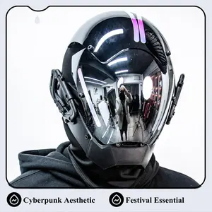 Cyberpunk Reflective Full-Face Helmet | Techwear Mask for Cosplay & Festivals