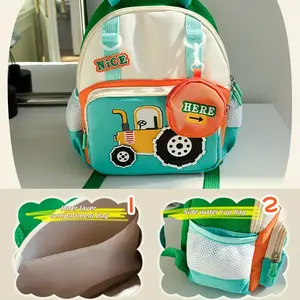 Fashion Cartoon Tractor with Small Hanging Bag Kindergarten Children's Backpack Suitable for 3-6 Years Old Preferred Style