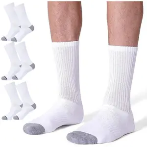 3 Pair Men's Cotton Full Thick Cushion Crew Socks Moisture Control Heavy Duty Work Boot Warm Thermal Anti Wicking Sweat Blisters