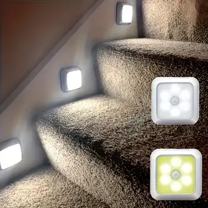 6-LED 1pc Motion Sensor Stair Wall Light with 6 LED Beads, Battery-Powered Wireless Night Light for Under Cabinets, Hallways, Stairs, Closets, Kitchens - Christmas Indoor/Outdoor Use, ≤36V, Electronic Components Included, Batteries Not Included!