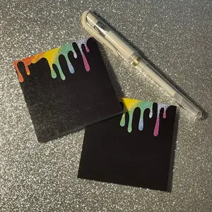 Rainbow drip and black Post It Notes