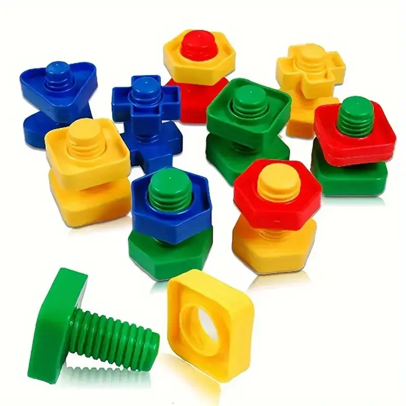 STEM Education Building Screw Matching Activity Toy Set, Plastic Blocks for Kids, Perfect Gift for Boys and Girls, Educational STEM Toys, Shape Sorter