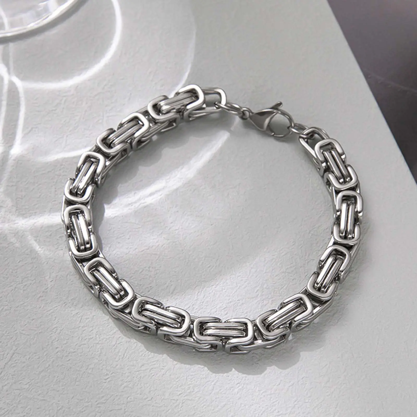 [Limited-Time Event] Retro Hip-Hop Square Dragon Bone Chain Bracelet - High-End Bold Design, Fashion Modern Accessories, Versatile Gift for Jewelry Enthusiasts, Daily Wear, Adults, Geometric, Solid