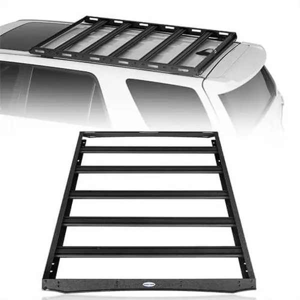 Hooke Road 3/4 Aluminum Adjustable Roof Rack Car Carrier for 2010-2024 Toyota 4Runner, Car Accessory with Factory Fit, Load Support, 330 lbs Capacity, Extra Exterior Cargo Space, Side Panel Slots, T-Slot Channels, 1 × Roof Rack Assembly