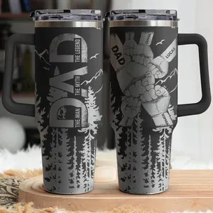 Personalized Dad 40oz Stainless Steel Tumbler - Drinkware with Forest Kids' Names