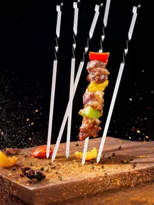 Stainless Steel BBQ Skewers Set (5-Piece Reusable Barbecue Accessories), Food Grade Rust-Resistant Durable Flat Wide Design, Dishwasher Safe Eco-Friendly Kitchen Utensils for Grilling Meat, Veggies & Kebabs - Kitchenware Home