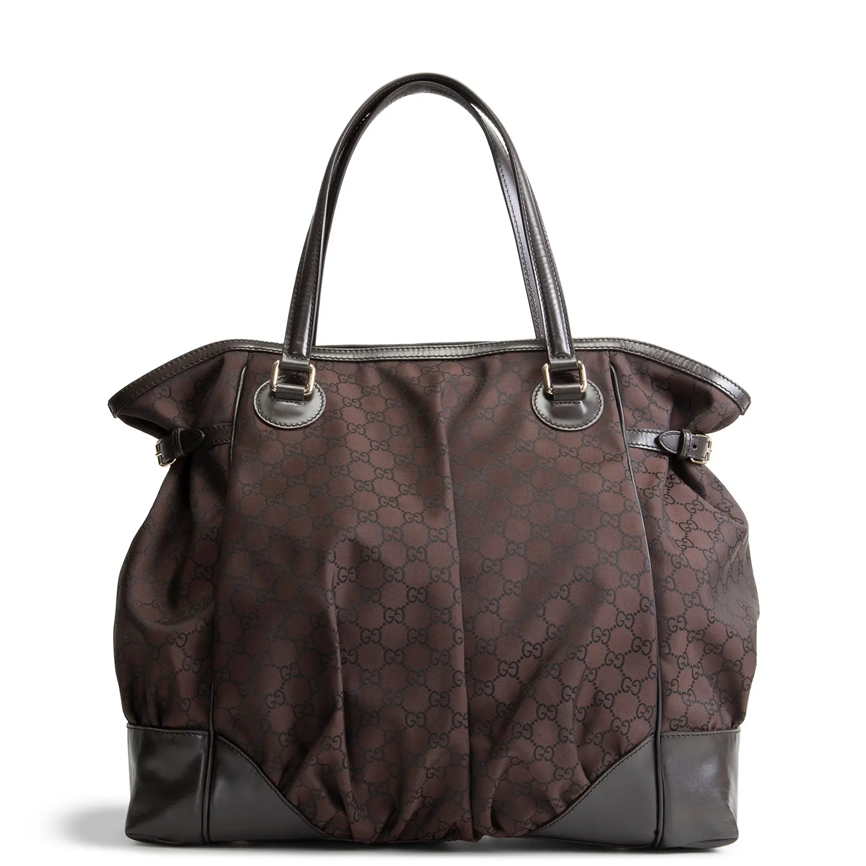 Pre-owned GUCCI GG Nylon Tote Bags Full Moon Tote Brown