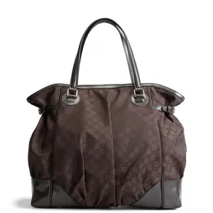 Pre-owned GUCCI GG Nylon Tote Bags Full Moon Tote Brown