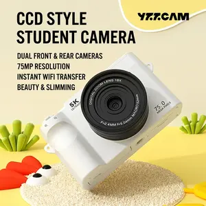 75-megapixel digital camera with dual front and rear lenses for beauty-enhanced selfies; retro CCD camera; ideal for entry-level photography enthusiasts and a top choice for gifts; comes with a 32GB memory card, battery, and card reader
