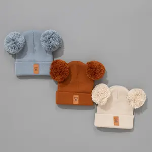 3pcs Baby hat autumn and winter baby cute ear caps for baby Outdoor casual hat Warm Knitted Boy Girl Hats