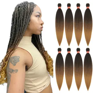 Ombre Pre-stretched Braiding Hair,Silky Braid Hair Extensions, Itch Free Crochet Twist Hair Braids, Yaki Texture Original Braiding Hair Pre Stretched(20''-pack of 8, 1b/30/27)