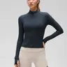 CRZ YOGA Butterluxe Womens Cropped Slim Fit Workout Jackets - Weightless Track Athletic Full Zip Jacket with Thumb Holes