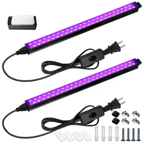 Barrina Black Light Bar, 10W 1FT Magnetic, for Glow Party, Fluorescent Poster Paint, Blacklight Halloween Decorations, Linkable, Plug with Built-in ON/Off Switch, 2 Packs
