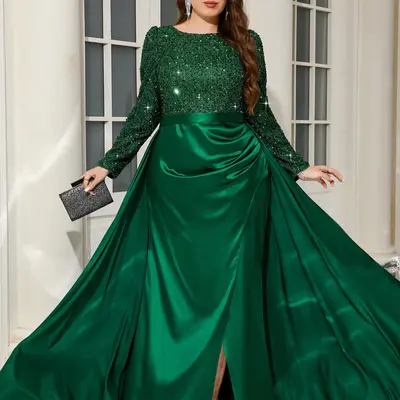 emerald green prom dresses macy's LaDivine CC2349C Long Glitter Plus Size Formal Prom Dress – The Dress Outlet main image 1