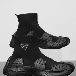 Men's Sporty Boots, Casual Comfortable Breathable Non-slip Hiking Shoes, Outdoor Sports Footwear for Men, Black