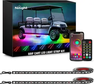 Nilight 2PCS Golf Cart Underglow LED Light Strip Dream Color Multi-Mode Neon Accent Lighting Kit APP and Remote Control Sound Active Music Sync IP67 Waterproof 12V-65V Input for EZGO Yamaha Club Car