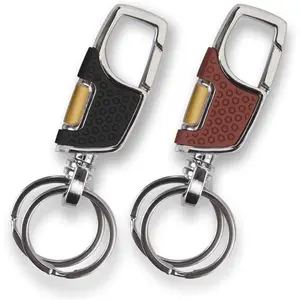 kc-lyz Heavy Duty Key Chain, 2 Pack Car Key Chains with 2 Metal Key Rings Carabiner Keychians-Black and Brown