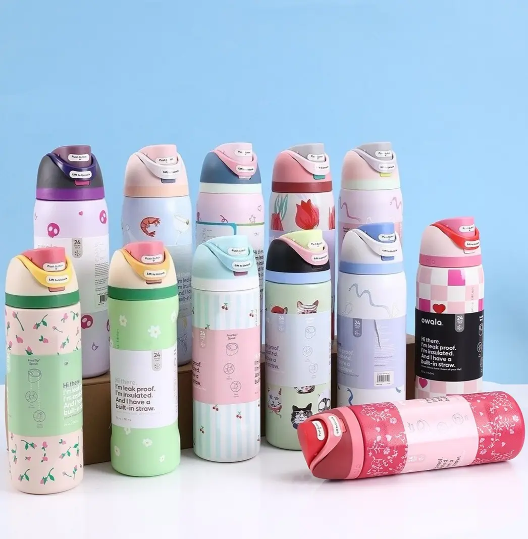 Owala Stainless Steel Water Bottle 32oz Vacuum Insulated Water Bottle with Straw & Leak-Proof Lid Portable Handheld Vacuum Flasks