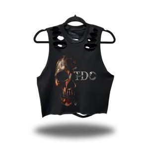 EMBRACE DEATH ROAD RASH BACK CUT BLACK CROP TANK