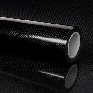 Super Glossy Black Carbon Fiber Vinyl Wrap - Anti-Wrinkle, Air Release Automotive Wrap - DIY Decals Self Adhesive Car Vinyl Sticker for Interior/Exterior