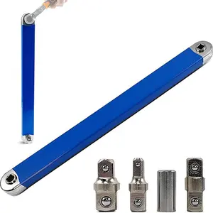 Impact Ready Offset Extension Wrench, 1 Set Tight Reach Extension Wrench Set with Drive Adapters, Universal Extensions Wrench for Small Place, Wrench Extend Rod