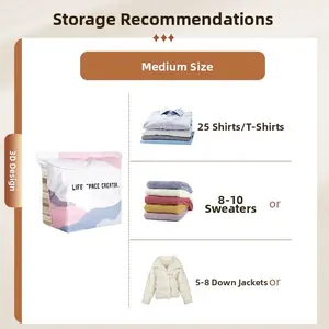 Medium Size Vacuum Compression Bag, No Pump Required, Sealed 3D Design, Storage Organizer, Space-Saving, Durable Material