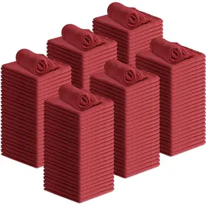 Cotton Shop Rags - (Pack of 150) Size 12x14 Inches Cleaning Rags - Absorbent Shop  and Multipurpose Cleaning  for Automobiles, Industries, Garage and Homes (Red)
