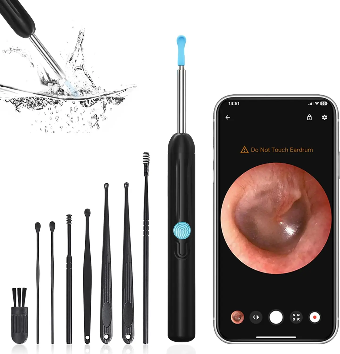 Ear Wax Removal, Ear Cleaner with Camera with 1080P, Ear Wax Removal Tool with 6 LED Light, Ear Wax Removal Kit with 8 Ear Pick, Ear Camera for iPhone, iPad, Android Phones