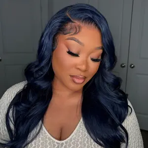 Arabella Midnight Blue Glueless 13x6 Lace Front Wig Three-Go Loose Body Wave with Drawstring 100% Human Hair Ear to Ear Parting-Max Pre-everything