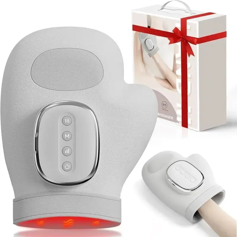 Smart Hand Massager with Adjustable Heat and Pressure, USB Rechargeable Finger Massager, Wireless Portable, 3 Massage Modes, Therapy, Muscle Relaxation, Adjustable Relaxing, Ideal Gift for Holidays