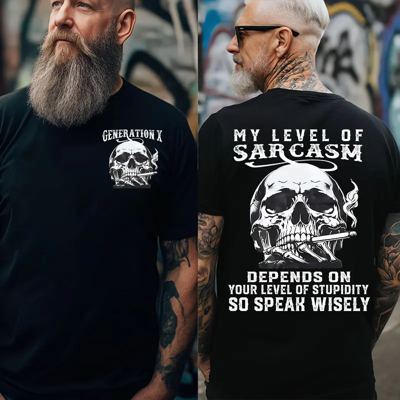 Custom T-shirt For Gen X My Level Of Sarcasm T-shirt Raised on Hose Water and Neglect 100% Cotton Two-Sided Design Women and Men Tshirt Casual