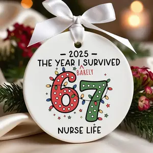 Funny Nurse Christmas Ornament, Nurse 67 Ornament, Christmas Gift for Nurse, Nurse Life Ornament