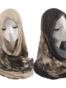 Hot Selling Watercolor Series Cotton Shawl Satin Printed Scarf Headscarf for Women, Stylish and Comfortable Wrap-Around Accessory