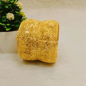 2pc Bangle Set - Gold Color, Intricate Design, Perfect for Any Occasion, Elegant and Stylish Accessory