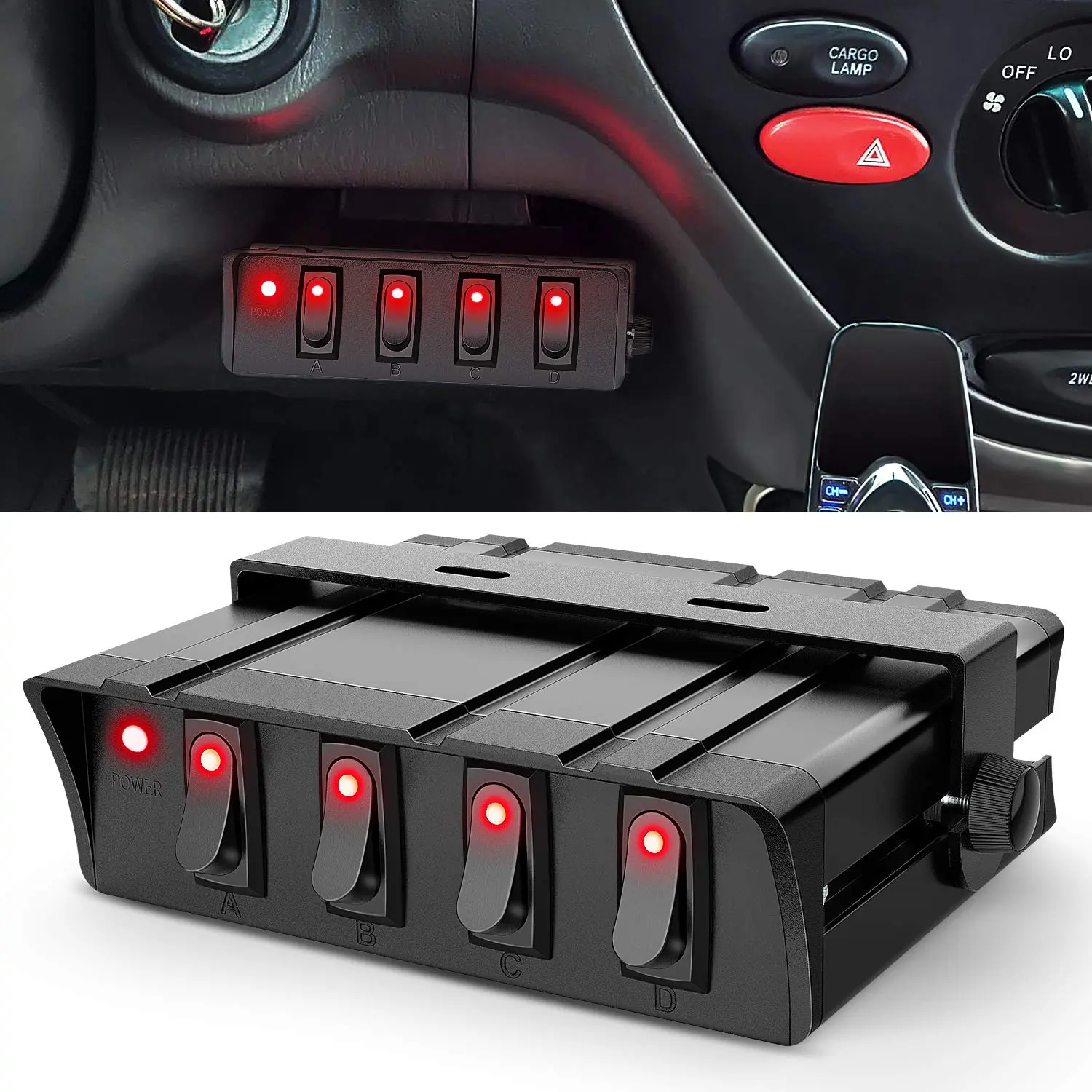 Nilight 4-Gang SPST Power Switch Box - 12V-24V 20A Adjustable Toggle Panel, 40A Max Rating, Corrosion-Resistant Aluminum Housing Power Switches for Cars, Motorcycles, Waterproof Automotive Control Accessory for Automotive Users