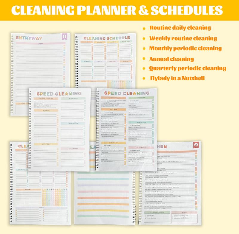 【ADHD Cleaning Planner】 A4 Size Daily Schedule & focus Checklist Notebook for Home Office & Dorm Use Durable Cover Smooth Pages Office Stationery Essential - Plannerbook