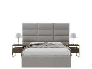 Designer Upholstered Fabric-Covered Floating Wall-Mounted Headboard Panels, Catherine Layout, 90"x46" Size, Easy-Install Luxury Modern Headboards, Designer Upholstered Headboards