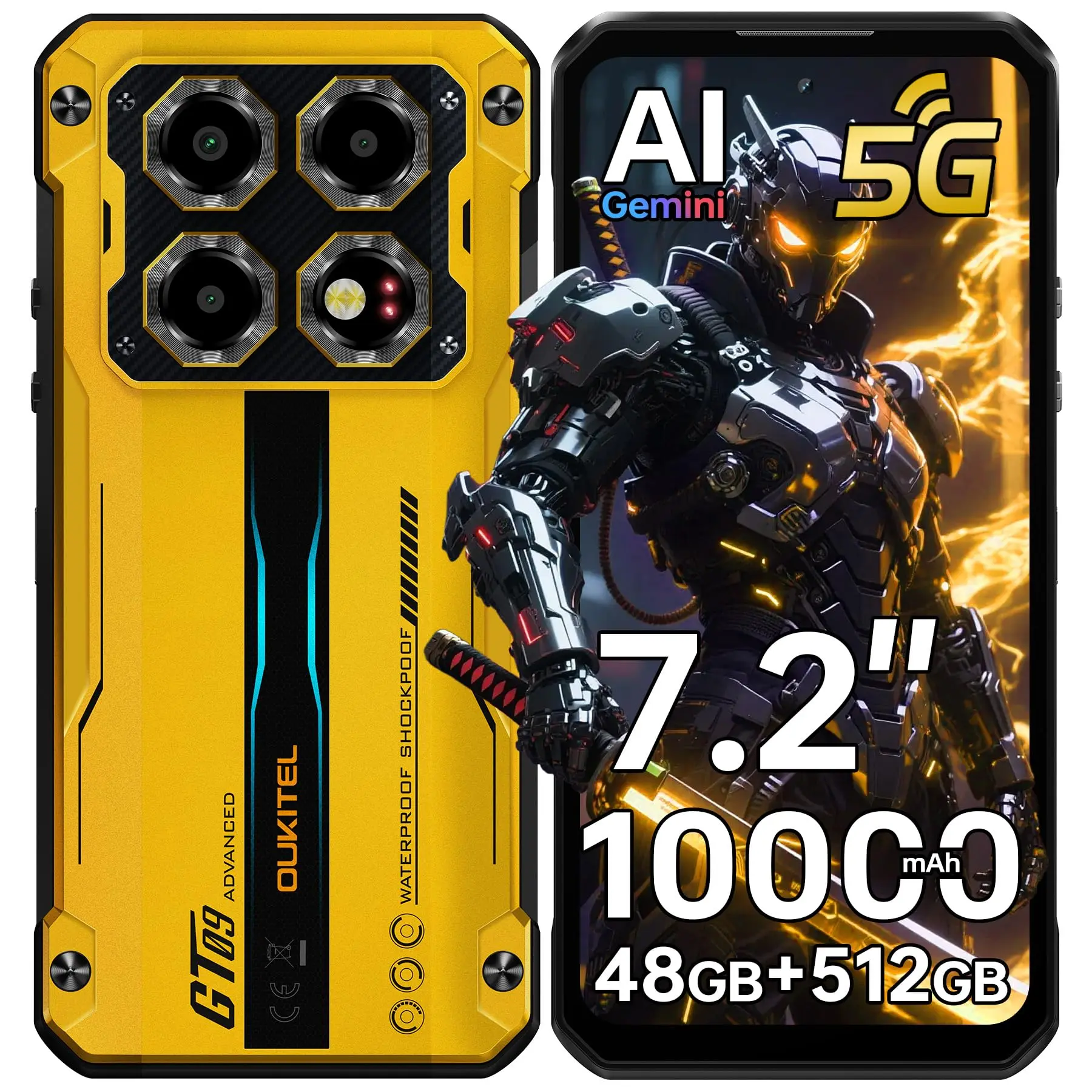即日発送可　7.2インチ　OUKITEL WP60 黄色 新品未開封 OUKITEL WP60 5G Rugged Phone Unlocked 7.2