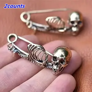 Women's Vintage Style Skull Brooch Set, Fashion Accessory, Alloy Material, Ideal Halloween Accessory & Gift, Perfect for Parties & Daily Wear