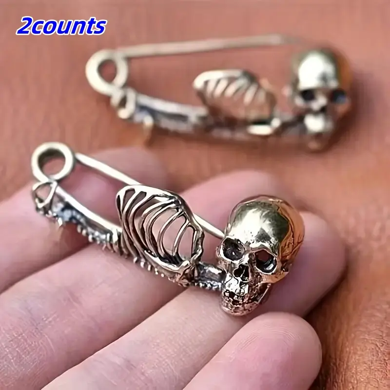 Women's Vintage Style Skull Brooch Set, Fashion Accessory, Alloy Brooch Pin, Alloy Material, Ideal Halloween Accessory & Gift, Perfect for Parties & Daily Wear