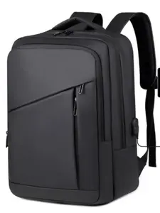 Men's Business Style Solid Color Backpack with USB Charging Port , Casual Large Capacity Travel Backpack, Fashionable Backpack for Daily Use
