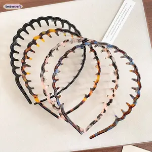 Acetate Wave Tooth Headband for Women, Non-Slip French Style Comb Headband Hair Accessory, Lightweight Secure Grip Hairband for Makeup, Face Washing, Daily Wear, Spa and Beauty Routine