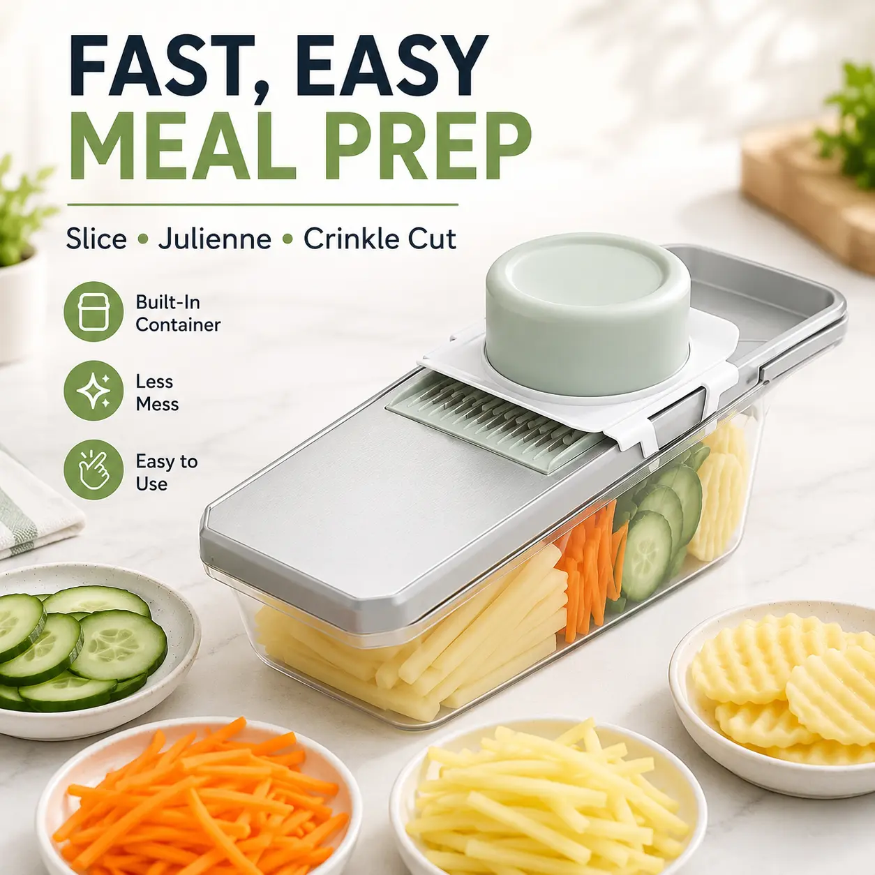 7pcs Fruit & Vegetable Chopper Set - Durable Manual Kitchen Utensils with Interchangeable Stainless Steel Blades, Tool-Free Blade Swap, Salad Dicer & Slicer for Potatoes, Carrots, Ideal Party Supplies Home Accessory