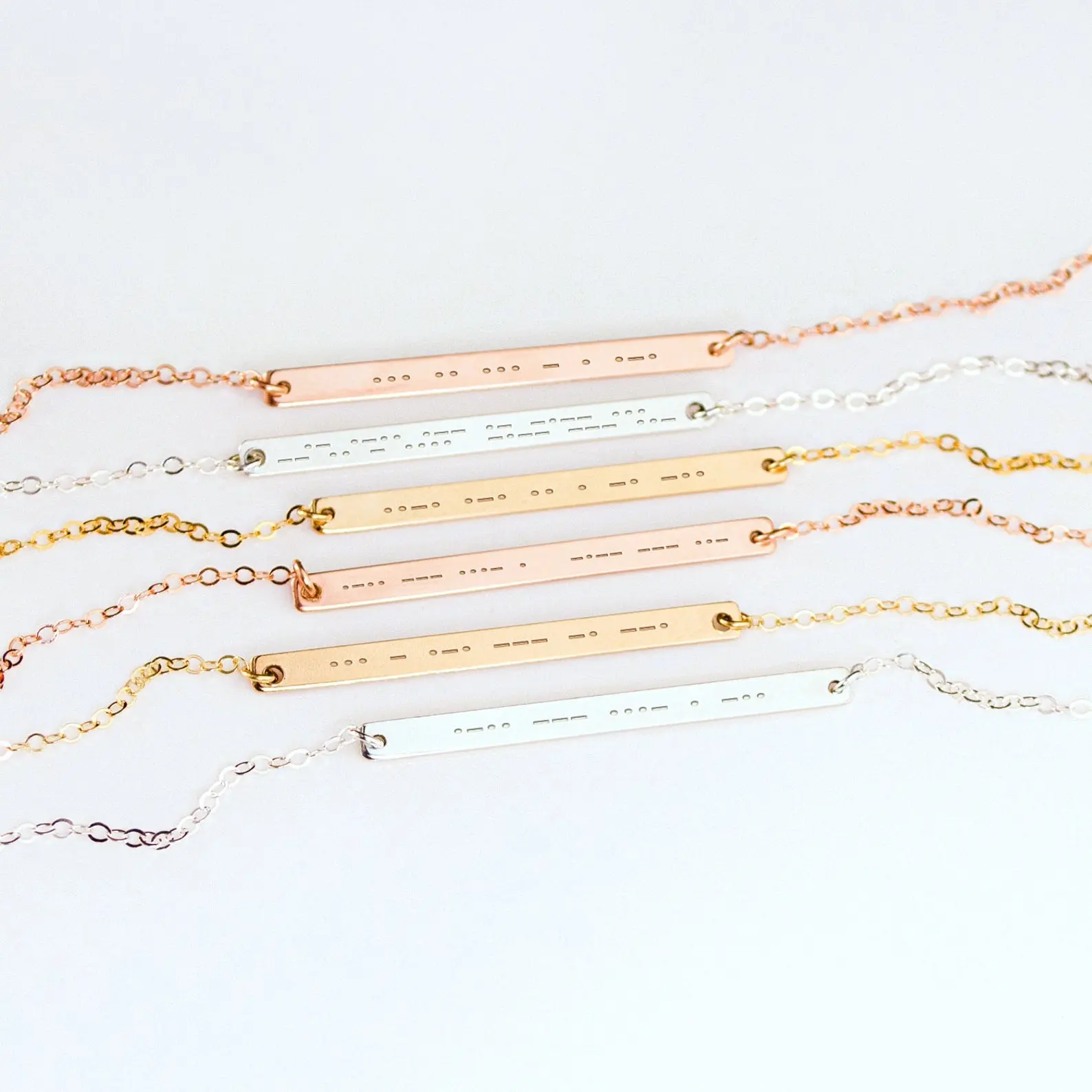 Morse code skinny bar necklace - Silver, Gold or Rose Gold Bar