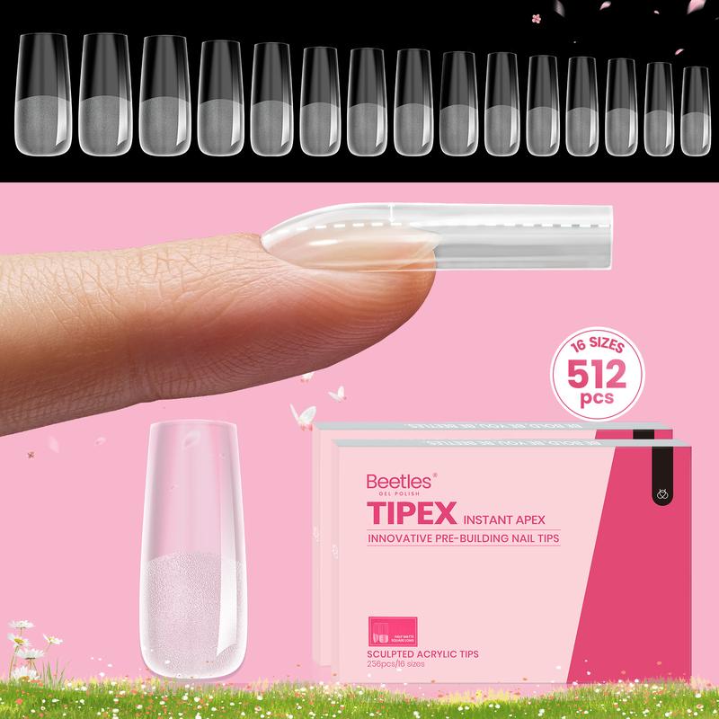 【Christmas Clearance】Beetles Tipex Instant Apex Nail Extension Tips -  Almond Coffin Square Oval Stiletto Squoval Shapes Thick Acrylic Nails for Manicure Gel Press Ons DIY Nail Art