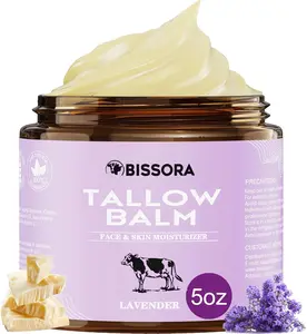 BISSORA Lavender Scent Tallow Balm 5oz – Soothing Honey Tallow Cream for Relaxing Skin Repair